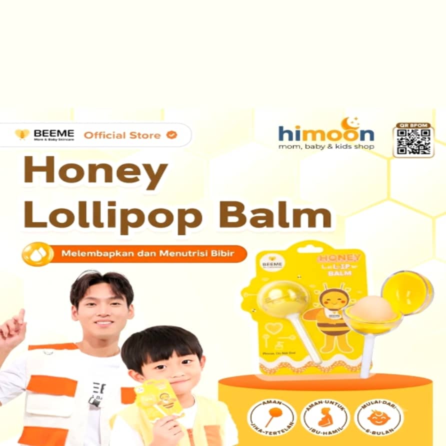Beeme Honey Lollipop Balm – Pelembap Bibir Bayi & Anak Aman Ditelen 6 Bulan+