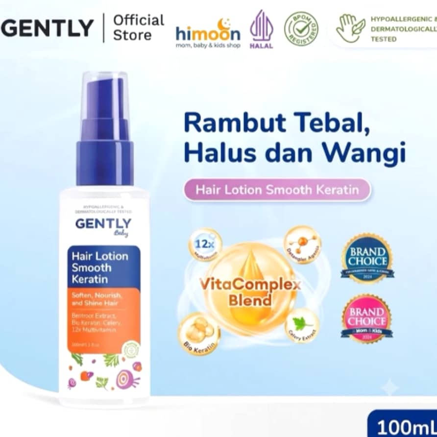 Gently Baby Hair Lotion 100ml Smooth Keratin – Lotion Rambut Bayi Tebal Halus Wangi