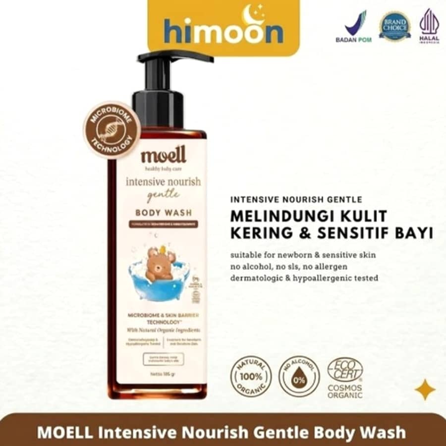 Moell Gentle Body Wash 185ml – Sabun Bayi & Anak Non SLS Kulit Sensitif
