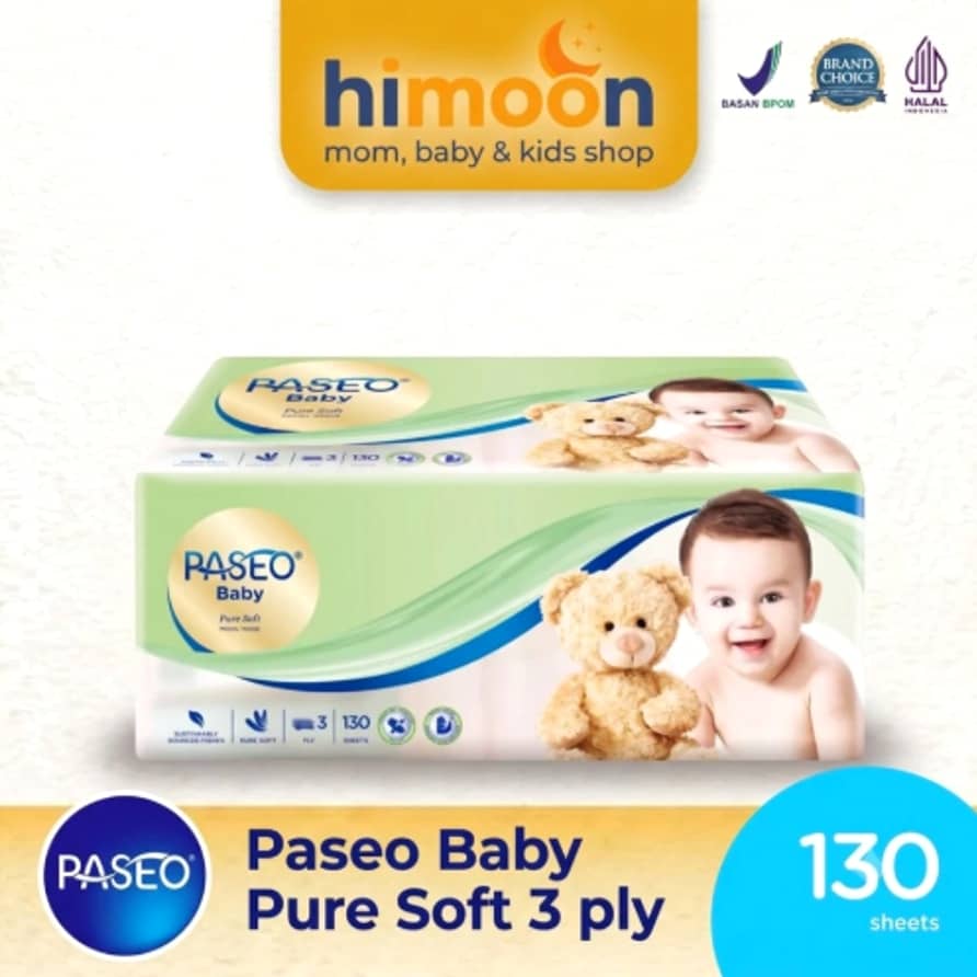 PASEO Baby Tissue Soft Pack 130 Sheets – Tisu Bayi Pure Soft 3 Ply Lembut