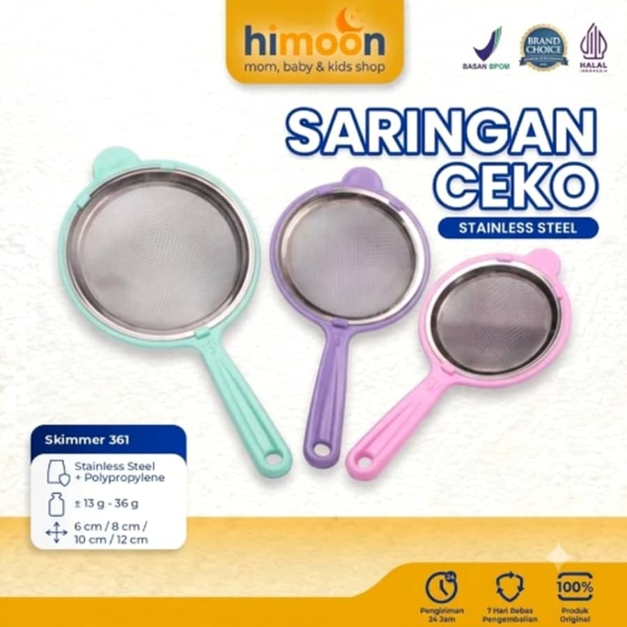 Saringan MPASI Ceko Stainless Steel BPA Free – Skimmer Bayi 6–12 cm